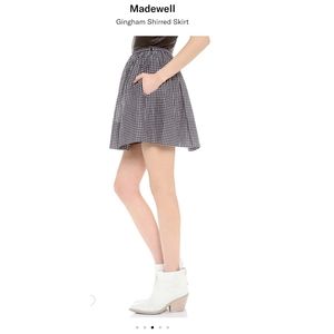 Madewell Black White Gingham Shirred Skirt 2 plaid